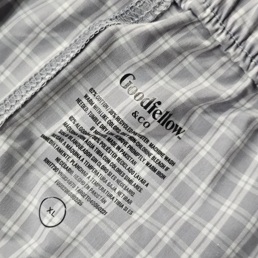 Goodfellow & Co. Gray & White Plaid Cotton & Polyester Boxer Shorts Size XL....